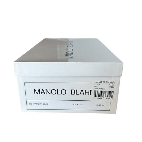 Manolo Blahnik Gray Patent Leather Pointed Toe High Heel Pump 38.5 - Picture 8 of 9